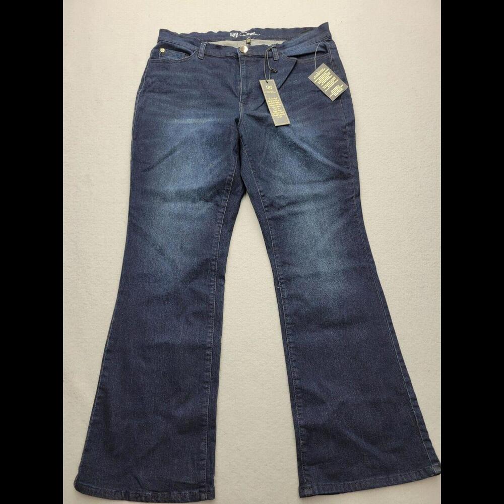 DG2 Womens Jeans 16 Blue Denim Dark Wash High Rise Flare Leg NEW